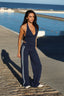 SOFTFORM WIDE-LEG FLARE LEGGING - BLUE TRIM