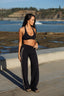 SOFTFORM WIDE-LEG FLARE LEGGING - TAUPE TRIM