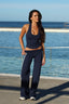 SOFTFORM WIDE-LEG FLARE LEGGING - BLUE TRIM