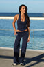 SOFTFORM WIDE-LEG FLARE LEGGING - BLUE TRIM
